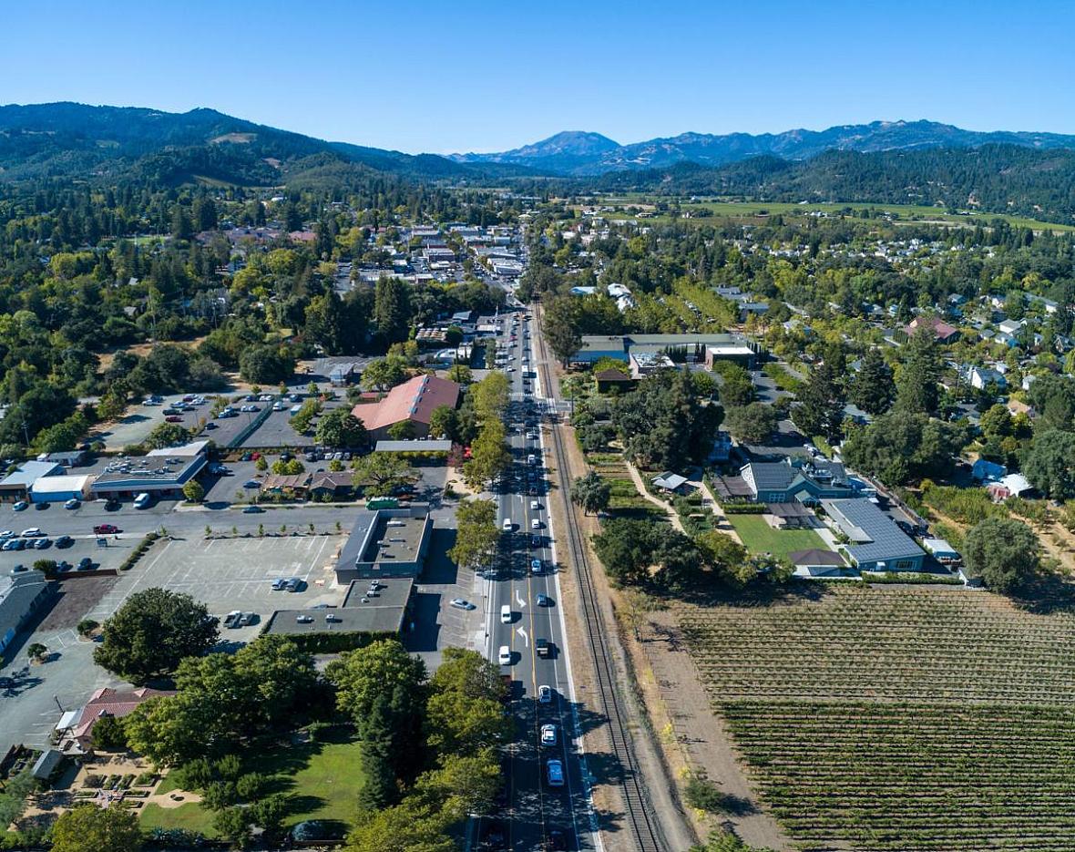 Traffic runs through St. Helena.