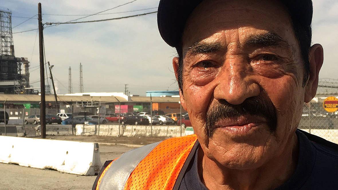 At California Cartage near the Port of Long Beach, 68-year-old Jose Rodriguez said it gets hot inside the shipping containers. At California Cartage near the Port of Long Beach, 68-year-old Jose Rodriguez said it gets hot inside the shipping containers.