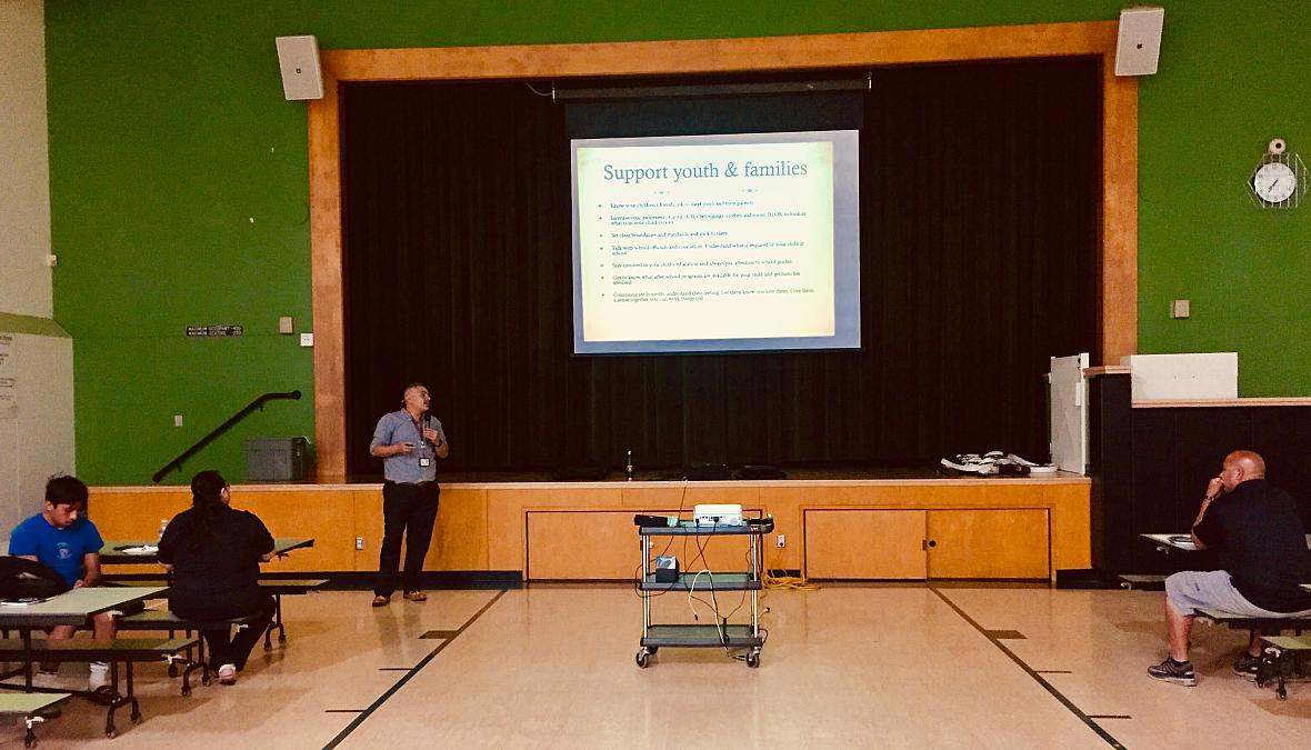 Parent awareness training at Roseland Elementary School. (Photo: Adia White / KRCB) Parent awareness training at Roseland Elementary School. Credit: Adia White