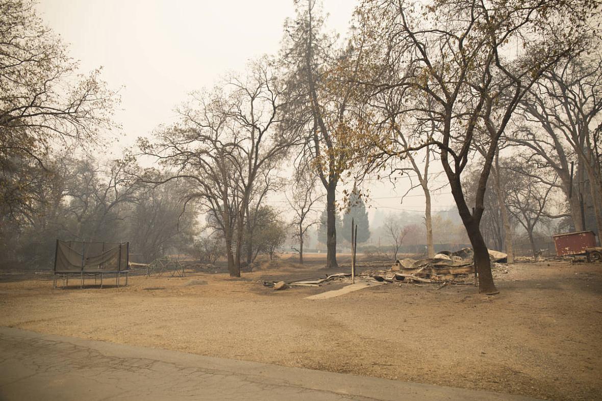 The site of Sabrina Hanes' home on Nov. 13, 2018. (Anne Wernikoff/KQED)