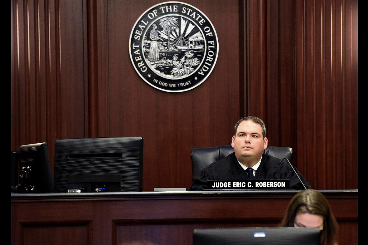 Juvenile Circuit Court Judge Eric Robertson presided at a hearing last week in the case of Tyron Calhoun, 12, accused in the sho