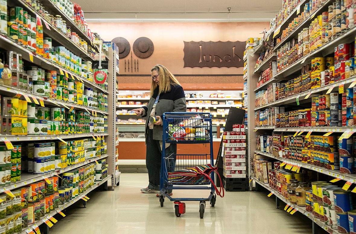 Michele Dutcher takes a bus to and from the Valumarket at the Mid City Mall on Bardstown Road a few times a week for groceries. 