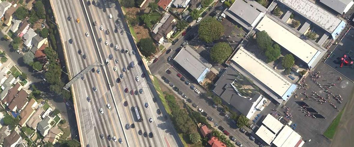 Students line up outside El Marino Language School as vehicles zoom by on Interstate 405 in Culver City, California. Photo courtesy of Stephon Litwinczuk Students line up outside El Marino Language School as vehicles zoom by on Interstate 405 in Culver City, California.