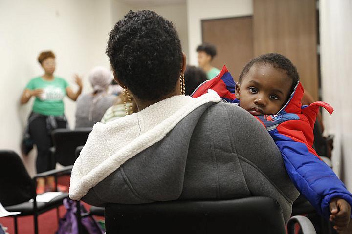 Markiana Richards attends an infant health class at Great Beginnings for Black Babies with her son, Priceton, in January 2018. She has accessed WIC and SNAP benefits with the assistance of the class. Sara Terry/VII for Huffpost