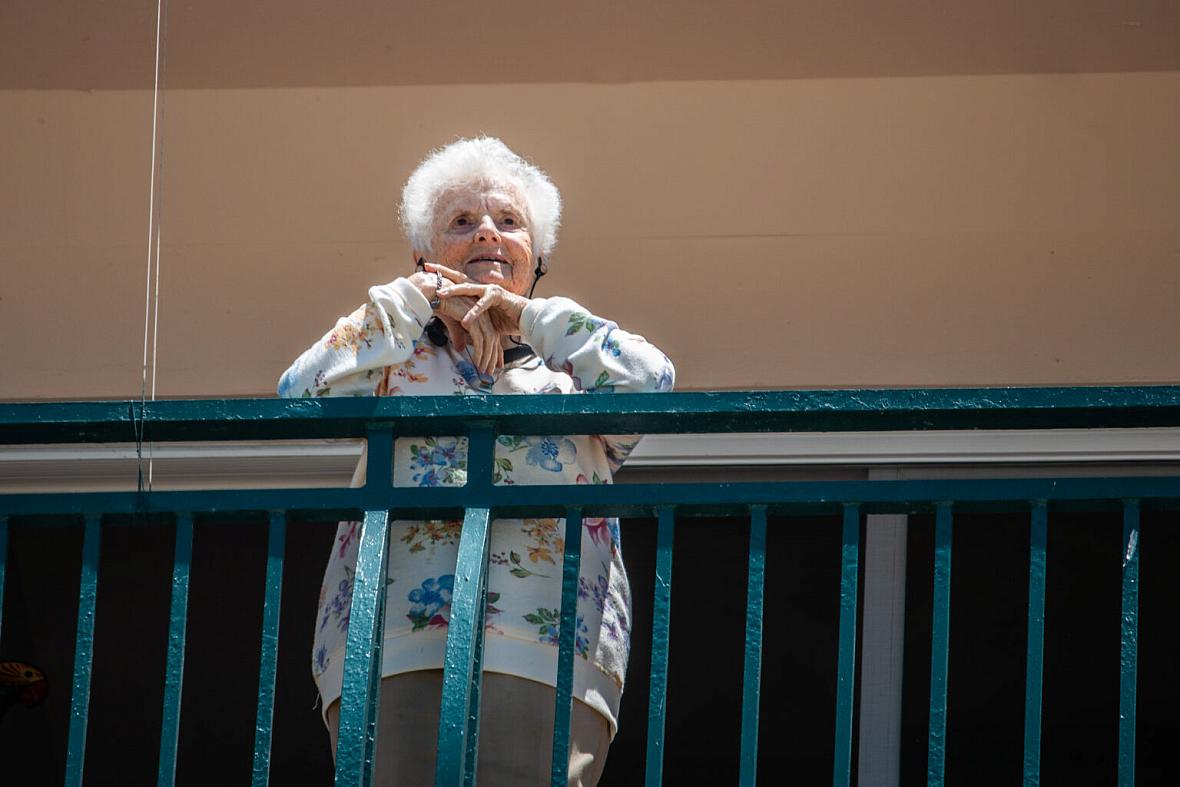 Natasha Josefowitz looks beyond her balcony at the White Sands Retirement Community in La Jolla Natasha Josefowitz looks beyond her balcony at the White Sands Retirement Community in La Jolla
