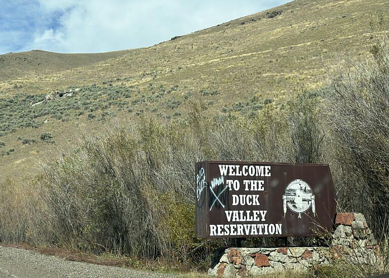 image of a Welcome sign to the Duck Valley Reservation
