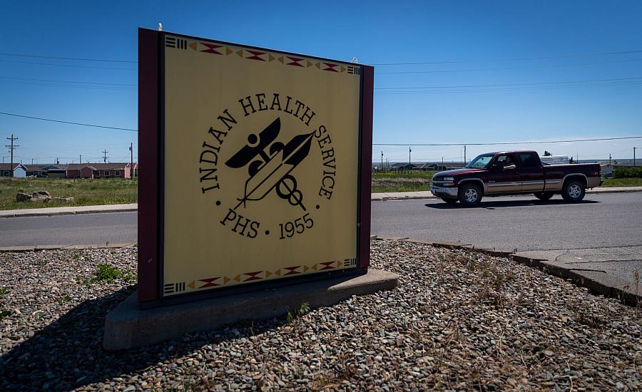 The Blackfeet Indian Health Service unit sign.