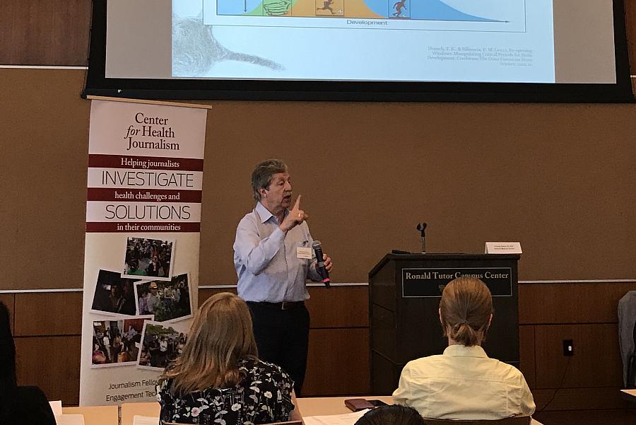 Charles Nelson, a professor of pediatrics and neuroscience at Harvard Medical School, speaks to journalists about how adversity shapes children's brains this week at the 2019 National Fellowship. Charles Nelson, a professor of pediatrics and neuroscience at Harvard Medical School, speaks to journalists about how adversity