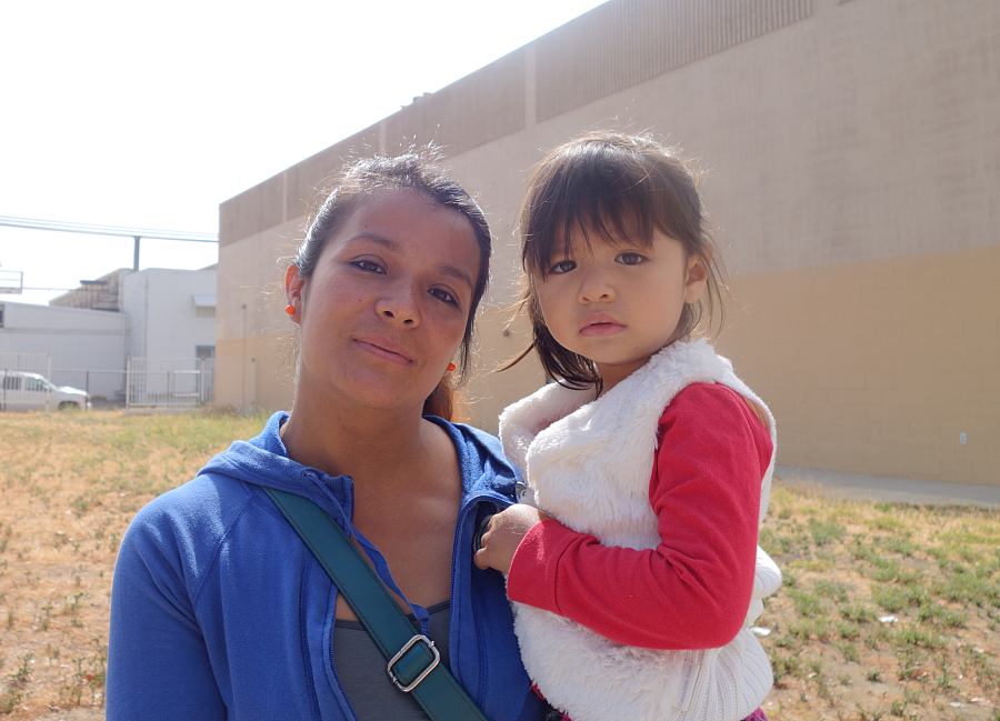 Maria Martinez and daughter Jackie attend a First 5 free produce giveaway in Santa Paula. (Photo by Kit Stolz)