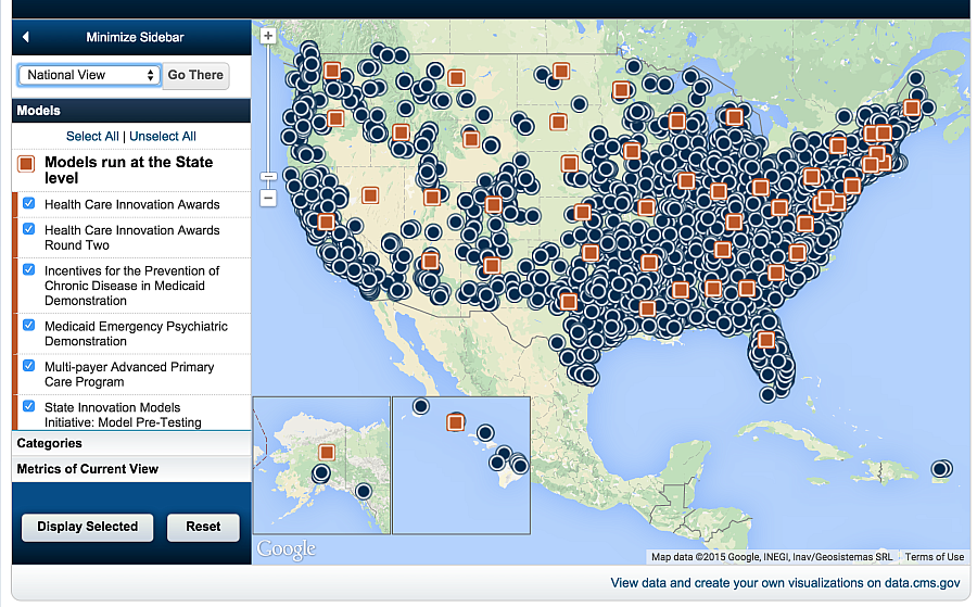 A national map of health care innovation projects. (CMS) A national map of health care innovation projects. (CMS)