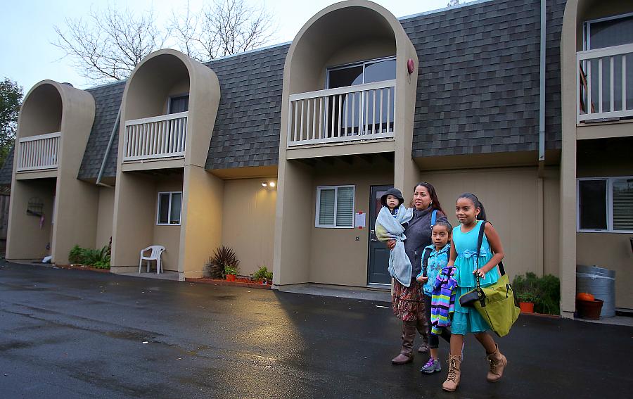 Nine families forced to leave their Santa Rosa apartment building after health and safety inspectors discovered dangerously high levels of mold throughout the complex. 