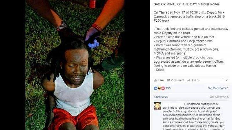 In one social media post in 2016, the Sheriff’s Office posted a photo of a man crying while he was arrested. Critics said the agency was publicly mocking people before they had been convicted. Facebook