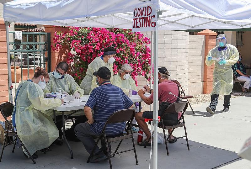 The Coachella Valley Volunteers in Medicine screen and test homeless individuals for coronavirus at Our Lady of Guadalupe Church in Palm Springs, May 15 , 2020.Jay Calderon/ The Desert Sun