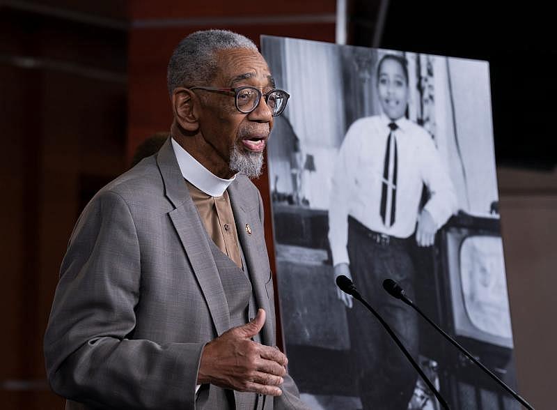 Rep. Bobby Rush, D-III., has called for an investigation into nursing home performance during the pandemic. Here, in 2020, Rush spoke at a news conference on Capitol Hill about the "Emmett Till Antilynching Act," which became law earlier this week. J. Scott Applewhite