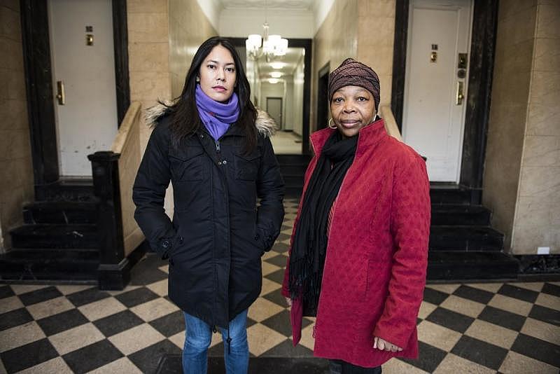 Dara Soukamneuth and Clentine Fenner inside the lobby of their apartment building in Crown Heights, Brooklyn, on Jan. 13, 2018. The two women are members of the building’s tenant union, which advocates for safe and healthy living conditions.  Dara Soukamneuth and Clentine Fenner inside the lobby of their apartment building in Crown Heights, Brooklyn, on Jan. 13, 2018. The two women are members of the building’s tenant union, which advocates for safe and healthy living conditions.