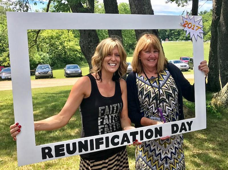 Misty Collett, left, is a graduate of Judge Susan Dobrich’s “treatment court.” Says Dobrich, right: “The parents we’re seeing today were the children we were seeing 15 years ago.” She believes most families can be reunified with the right services. Jacklyn Thomas / Cass County