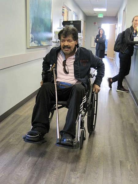 Salgado moves with the help of a wheelchair. (Francisco Castro)
