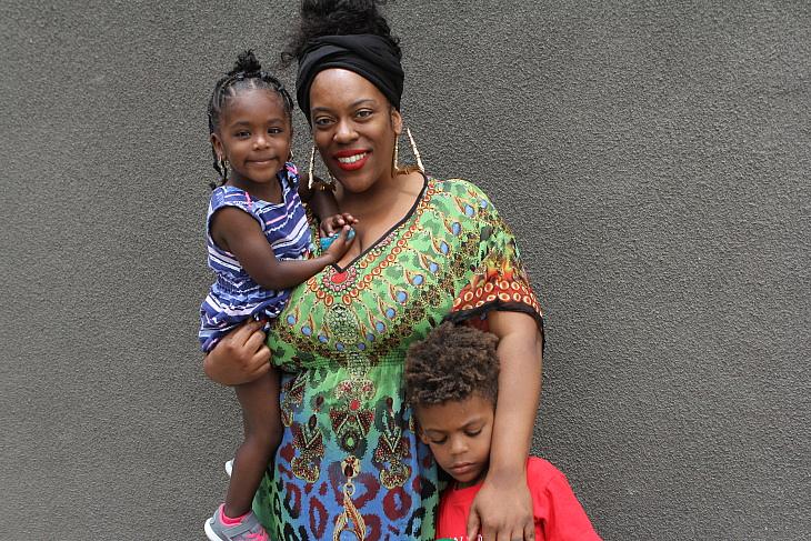 Raena Granberry with her 2-year-old daughter Justice and 5-year-old son Judah, who was also born premature. (Priska Neely/KPCC)
