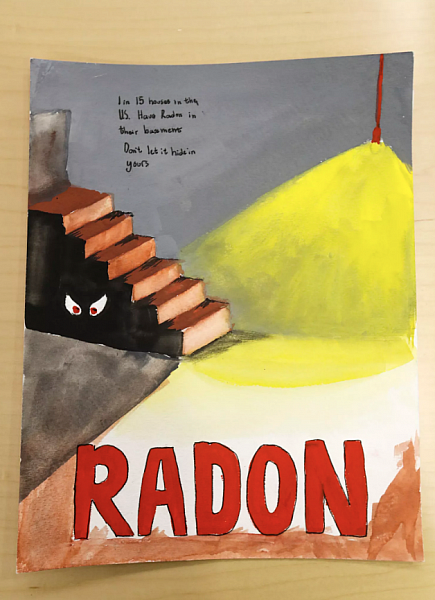 The winning poster from the 2020 National Radon Poster Contest was created by Utah’s Emma Moore, an eighth grader from Olympus Junior High School, Granite School District. Her poster is photographed at the Utah Department of Environmental Quality offices in Salt Lake City on Monday, Dec. 16, 2019. (Steve Griffin, Deseret News)