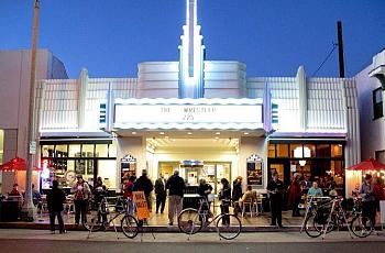 A bike valet in front of the Art Theater in Long Beach's Art District.