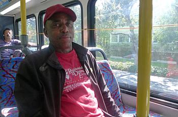 Leaburn Alexander works two jobs and does not have health insurance. It takes him three hours to commute home from the job he works as an overnight hotel janitor. Lisa Morehouse/KQED