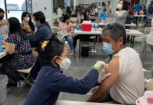 A vaccination clinic for the Burmese community on April 3 in El Monte, California.