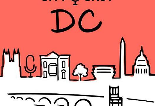Digital art of a city skyline with the text "City Cast DC"