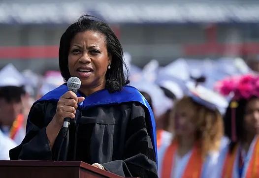 Person speaking on a mic