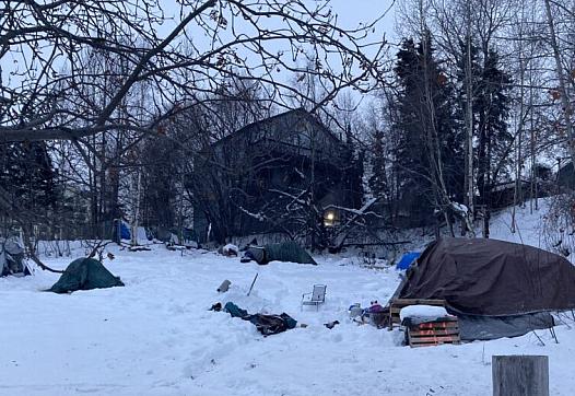 Image of encampment in a snowy region