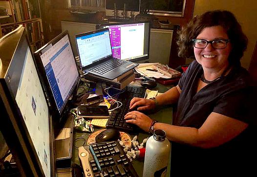 Jen Christensen working from her home office.
