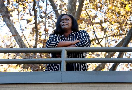 DaeJah Seward is seen outside her place of work in Sacramento, Calif. on Tuesday, Nov. 24, 2020.