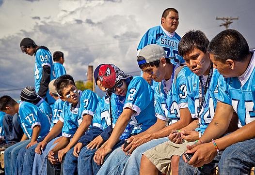 A high school football team in the Navajo Nation community of Fort Defiance, Arizona.