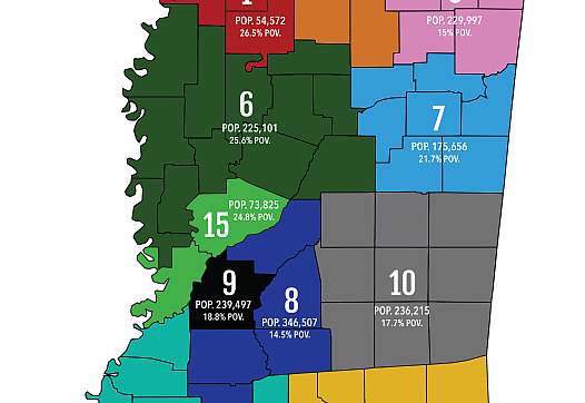 Map of Mississippi's 14 regional Community Mental Health Centers